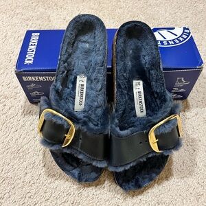 Birkenstock Dark Fur-Lined Sandals